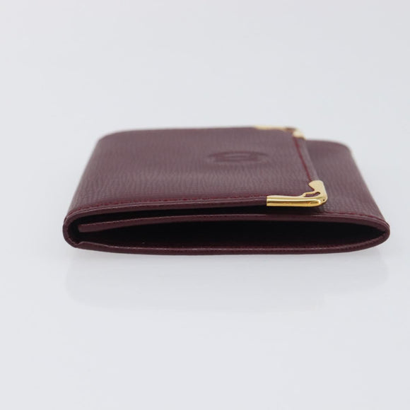 CARTIER Must Line Coin Purse Leather Bordeaux Gold Auth am12409V