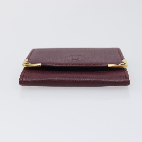 CARTIER Must Line Coin Purse Leather Bordeaux Gold Auth am12409V