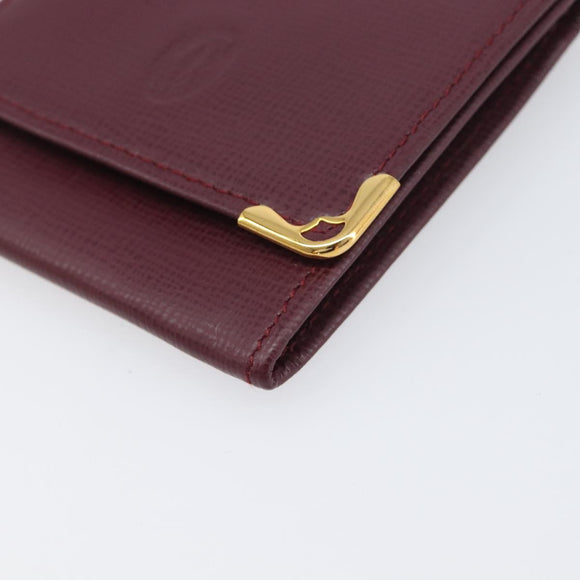 CARTIER Must Line Coin Purse Leather Bordeaux Gold Auth am12409V