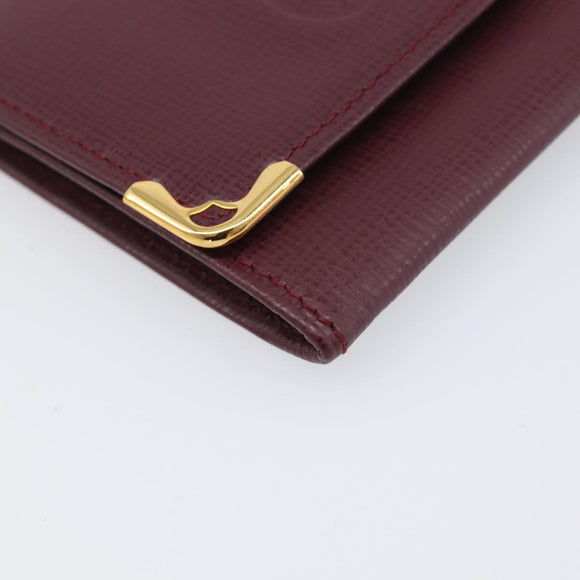CARTIER Must Line Coin Purse Leather Bordeaux Gold Auth am12409V