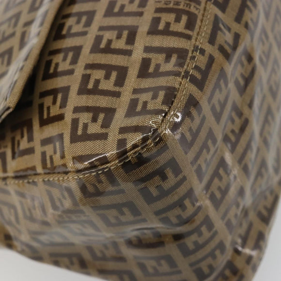 FENDI Zucchino Canvas Mamma Baguette Bag Coated Canvas Black Brown Auth am12411V