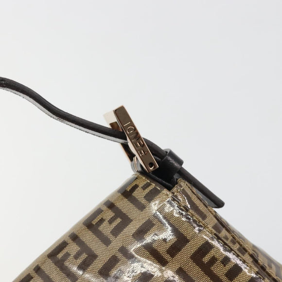 FENDI Zucchino Canvas Mamma Baguette Bag Coated Canvas Black Brown Auth am12411V