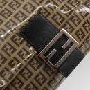 FENDI Zucchino Canvas Mamma Baguette Bag Coated Canvas Black Brown Auth am12411V-19