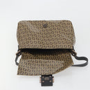 FENDI Zucchino Canvas Mamma Baguette Bag Coated Canvas Black Brown Auth am12411V-20
