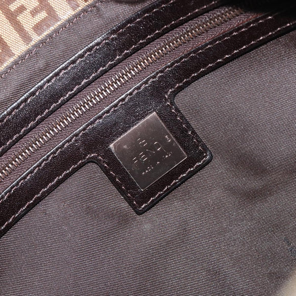 FENDI Zucchino Canvas Mamma Baguette Bag Coated Canvas Black Brown Auth am12411V