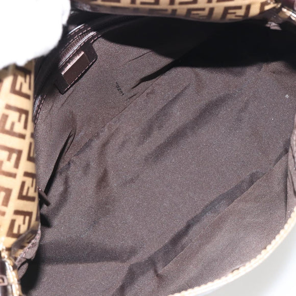 FENDI Zucchino Canvas Mamma Baguette Bag Coated Canvas Black Brown Auth am12411V