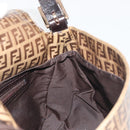 FENDI Zucchino Canvas Mamma Baguette Bag Coated Canvas Black Brown Auth am12411V-22