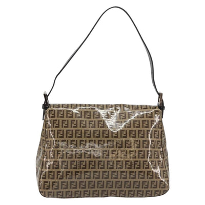 FENDI Zucchino Canvas Mamma Baguette Bag Coated Canvas Black Brown Auth am12411V - 0