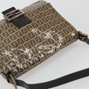 FENDI Zucchino Canvas Mamma Baguette Bag Coated Canvas Black Brown Auth am12411V-6