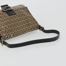 FENDI Zucchino Canvas Mamma Baguette Bag Coated Canvas Black Brown Auth am12411V-7
