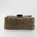 FENDI Zucchino Canvas Mamma Baguette Bag Coated Canvas Black Brown Auth am12411V-5