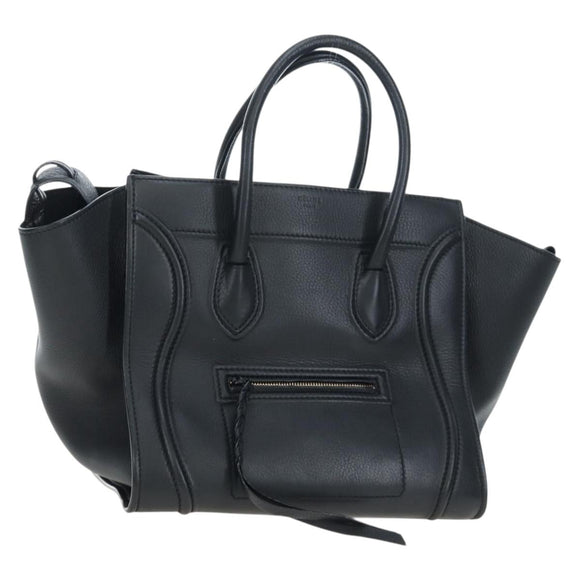 CELINE Luggage Phantom Hand Bag Leather Black Auth am12412M