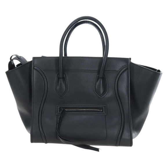 CELINE Luggage Phantom Hand Bag Leather Black Auth am12412M