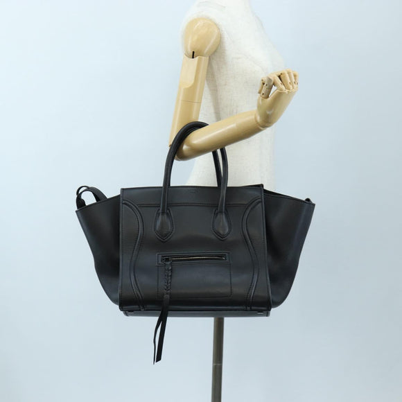 CELINE Luggage Phantom Hand Bag Leather Black Auth am12412M