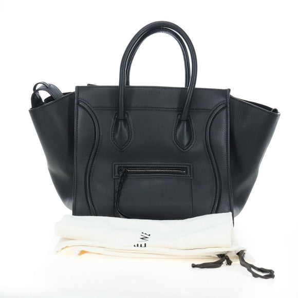 CELINE Luggage Phantom Hand Bag Leather Black Auth am12412M