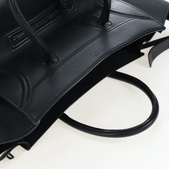 CELINE Luggage Phantom Hand Bag Leather Black Auth am12412M