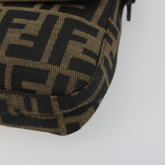 FENDI Zucca Canvas Mamma Baguette Shoulder Bag Brown Black Auth am12413V