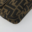 FENDI Zucca Canvas Mamma Baguette Shoulder Bag Brown Black Auth am12413V-15