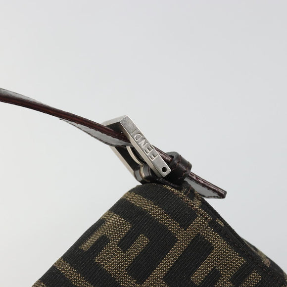FENDI Zucca Canvas Mamma Baguette Shoulder Bag Brown Black Auth am12413V