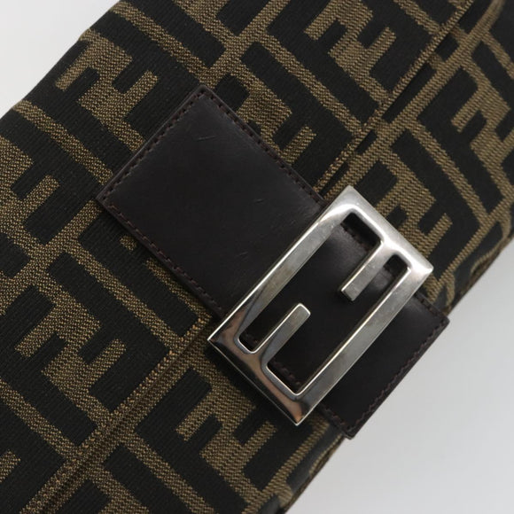 FENDI Zucca Canvas Mamma Baguette Shoulder Bag Brown Black Auth am12413V