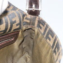 FENDI Zucca Canvas Mamma Baguette Shoulder Bag Brown Black Auth am12413V-21