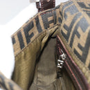 FENDI Zucca Canvas Mamma Baguette Shoulder Bag Brown Black Auth am12413V-22