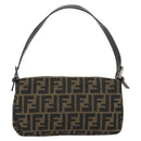 FENDI Zucca Canvas Mamma Baguette Shoulder Bag Brown Black Auth am12413V-2