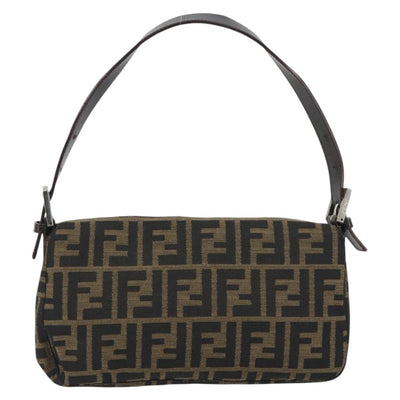 FENDI Zucca Canvas Mamma Baguette Shoulder Bag Brown Black Auth am12413V - 0