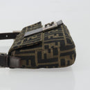 FENDI Zucca Canvas Mamma Baguette Shoulder Bag Brown Black Auth am12413V-4