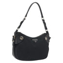 PRADA Shoulder Bag Nylon Leather Black Silver Auth am12415V-1