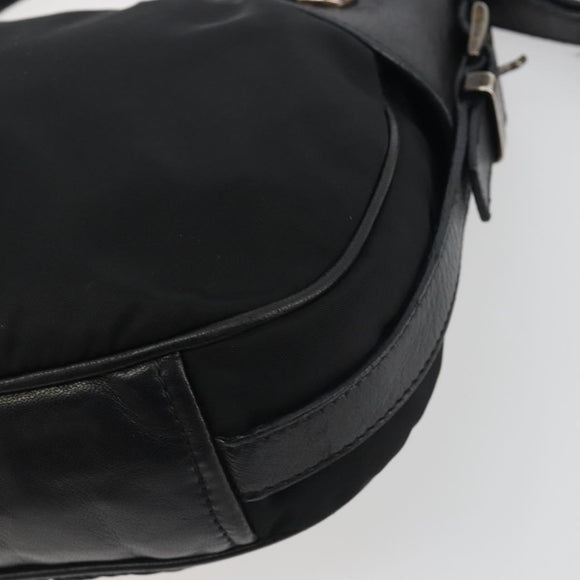 PRADA Shoulder Bag Nylon Leather Black Silver Auth am12415V