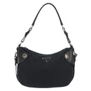 PRADA Shoulder Bag Nylon Leather Black Silver Auth am12415V-13