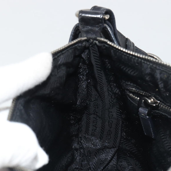 PRADA Shoulder Bag Nylon Leather Black Silver Auth am12415V