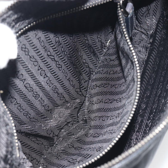 PRADA Shoulder Bag Nylon Leather Black Silver Auth am12415V