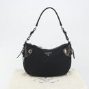 PRADA Shoulder Bag Nylon Leather Black Silver Auth am12415V-12