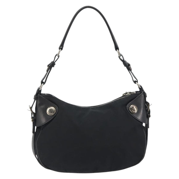 PRADA Shoulder Bag Nylon Leather Black Silver Auth am12415V