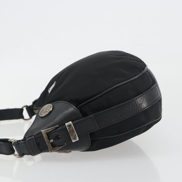 PRADA Shoulder Bag Nylon Leather Black Silver Auth am12415V