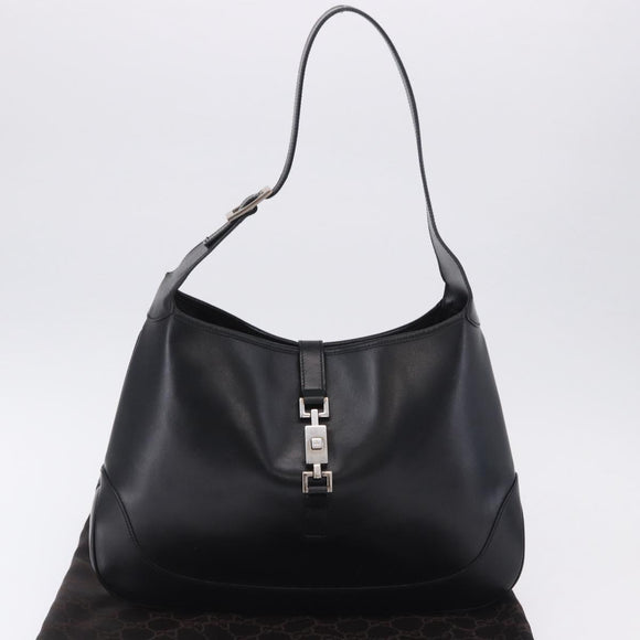 GUCCI Jackie Shoulder Bag Leather Black Silver 001 3346 Auth am12416V