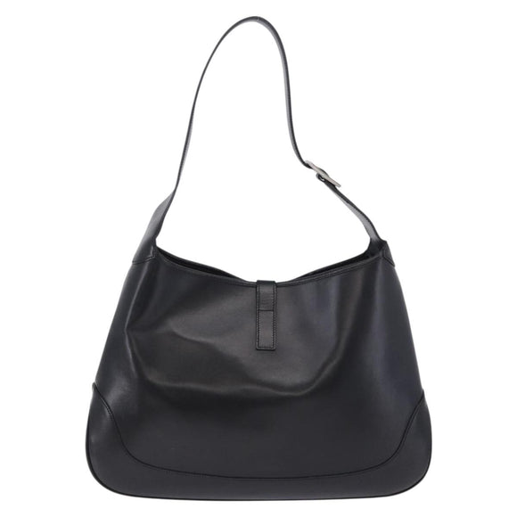 GUCCI Jackie Shoulder Bag Leather Black Silver 001 3346 Auth am12416V