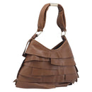 SAINT LAURENT Strawpe Shoulder Bag Leather Beige Gold 122244 Auth am12417V-1