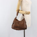 SAINT LAURENT Strawpe Shoulder Bag Leather Beige Gold 122244 Auth am12417V-22