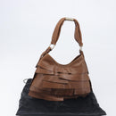 SAINT LAURENT Strawpe Shoulder Bag Leather Beige Gold 122244 Auth am12417V-23