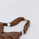 SAINT LAURENT Strawpe Shoulder Bag Leather Beige Gold 122244 Auth am12417V-8