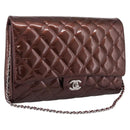 CHANEL Matelasse25 Chain Shoulder Bag Enamel Bordeaux Silver CC Auth am12419SAM-1