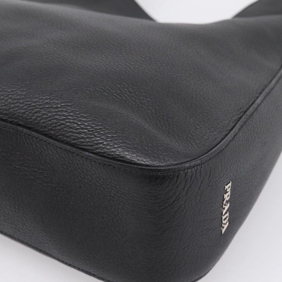 PRADA Shoulder Bag Taurillon Leather Black Auth am12420SAM