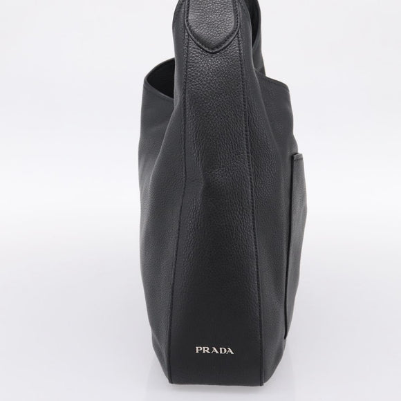 PRADA Shoulder Bag Taurillon Leather Black Auth am12420SAM