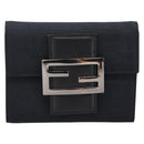 FENDI Zucca Canvas Compact Trifold Wallet Black Auth am12424V-2