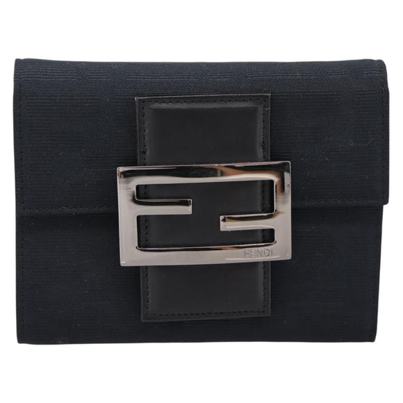 FENDI Zucca Canvas Compact Trifold Wallet Black Auth am12424V