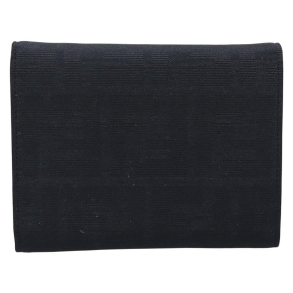 FENDI Zucca Canvas Compact Trifold Wallet Black Auth am12424V