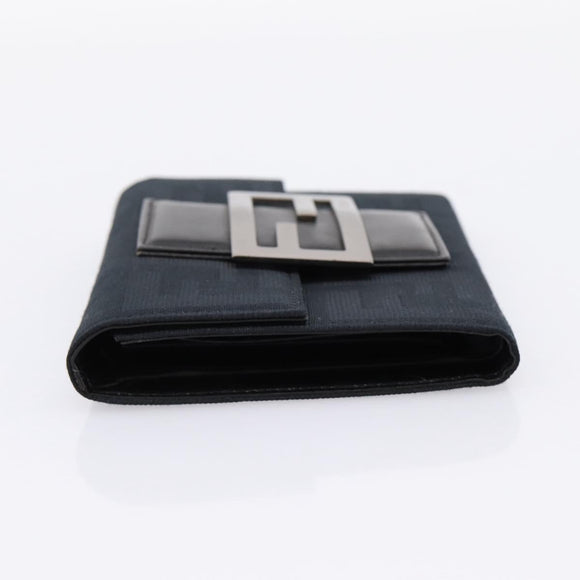 FENDI Zucca Canvas Compact Trifold Wallet Black Auth am12424V